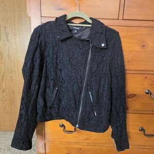 Torrid Lace Bomber Moto Jacket Size 1 (XL) Whimsigoth Sheer Goth Zip Mobwife